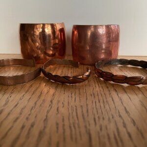 Vtg. COPPER CUFF/BANGLE BRACELETS -  Set of 5, early 1900's